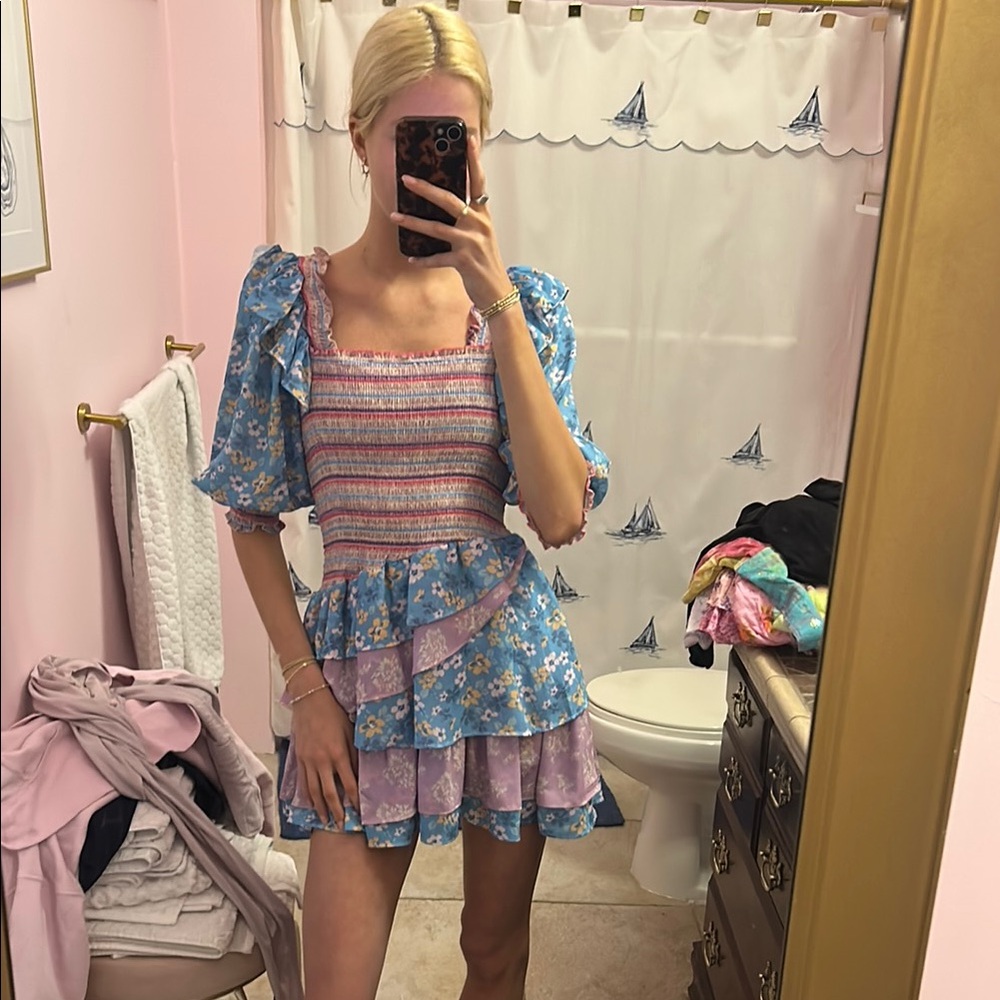 Floral Blue and Purple Dress